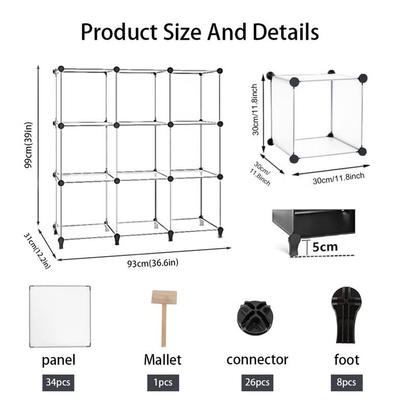 9 Cube Stackable Shoe Rack Organizer DIY Plastic Shoe Storage Cabinet for Closet & Entryway - N/A