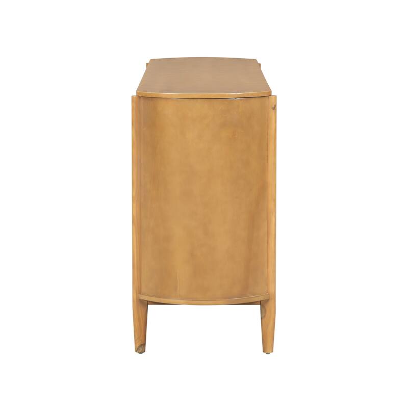 4-Door Wood Storage Cabinet Buffet Sideboard with Shelves, Modern Display Cabinet with Glass Doors, Accent Console Table