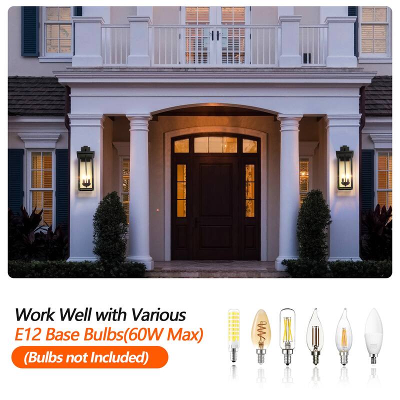 22" Outdoor Wall Lantern with Dusk-Dawn Sensor - 2-Light