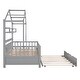 preview thumbnail 10 of 40, Wooden Twin Size House Bed with Trundle,Kids Bed with Shelf, Gray