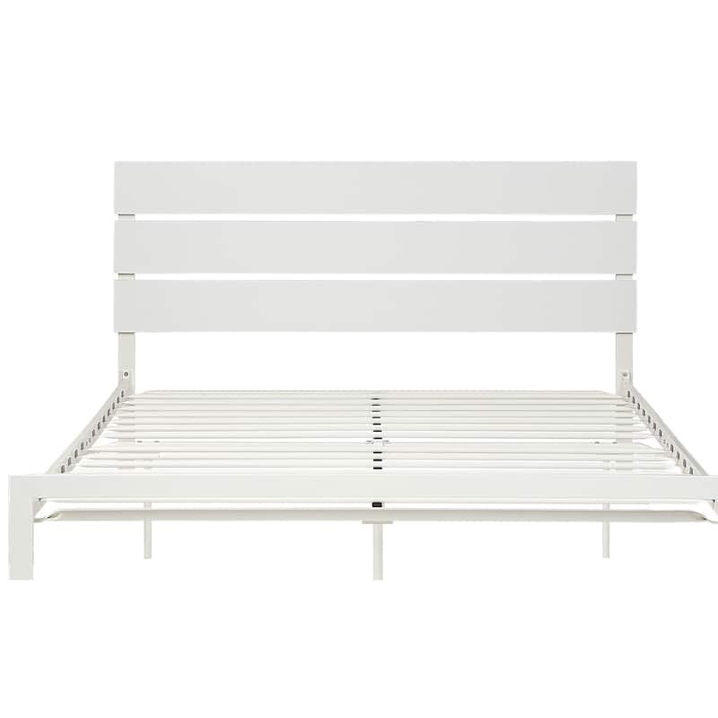 Queen Size Metal Platform Bed with Casual Contemporary Style