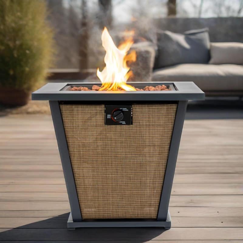 28" Propane Square Steel Gas Fire Pit with 50000 BTU