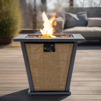 28" Propane Square Steel Gas Fire Pit with 50000 BTU