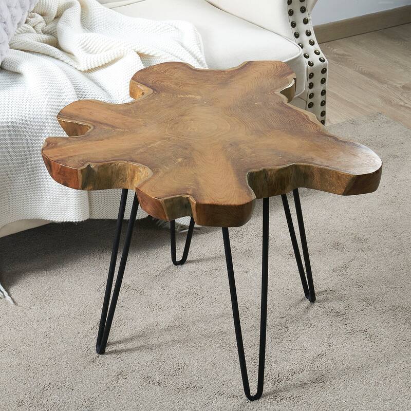 Greenage Solid Wood Teak Live Edge Natural Cut Coffee Table