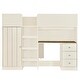 preview thumbnail 7 of 7, Full Size Loft Bed with Built-in Wardrobe, Wooden Bed with Desk, Storage Bed with Shelves and Drawers, Soft Beige