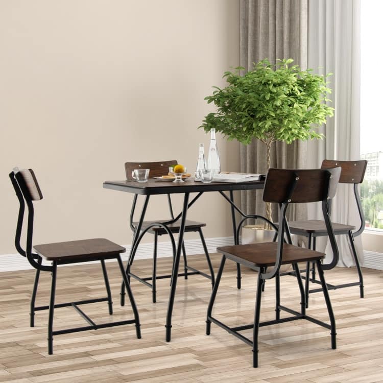 43 x 27.5 Inch Industrial Style Dining Table with Adjustable Feet-Rustic Brown - Rustic Brown - 43 x 27.5 x 30 inch (L x W x H)