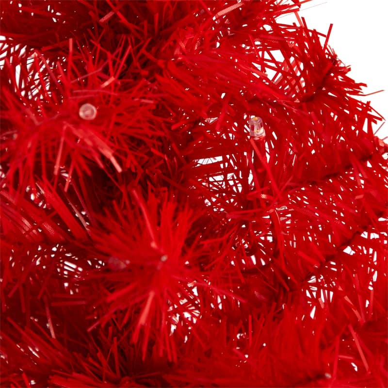 2ft. Red Artificial Christmas Tree with 35 LED Lights & 72 Branches - Festive Holiday X-Mas Accent