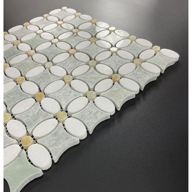 Ming Green Marble Novelty Mosaic Wall & Floor Tile - Case (10 Sheets)