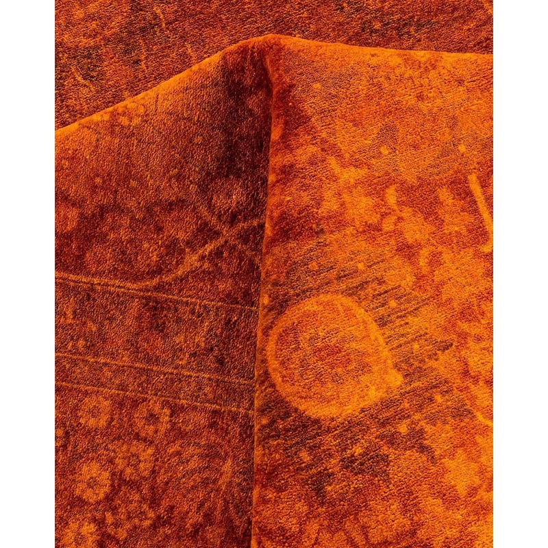 Overdyed, One-of-a-Kind Hand-Knotted Area Rug - Orange - 6' 2" x 9' 0"