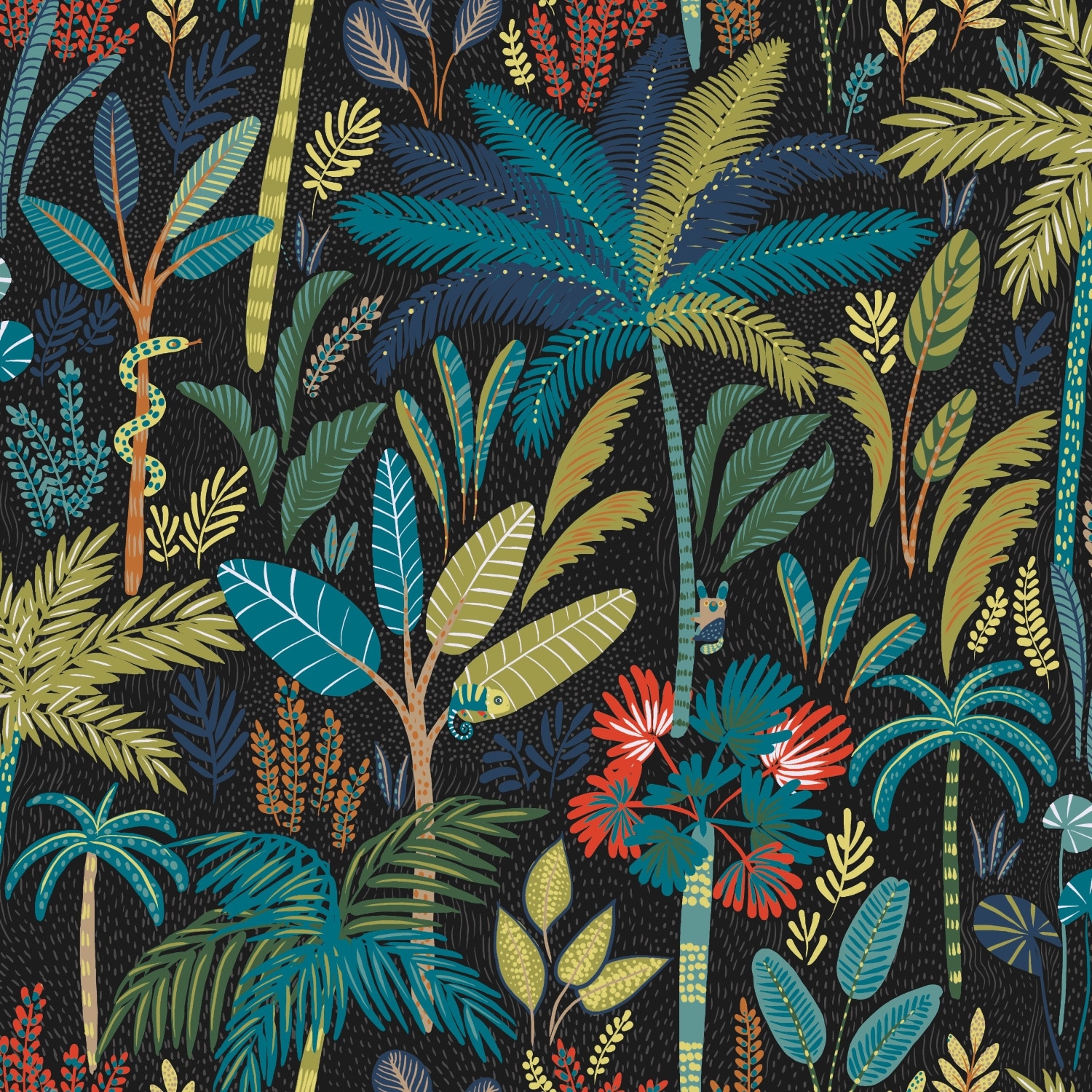 RoomMates Black & Blue Tropical Eden Peel and Stick Wallpaper