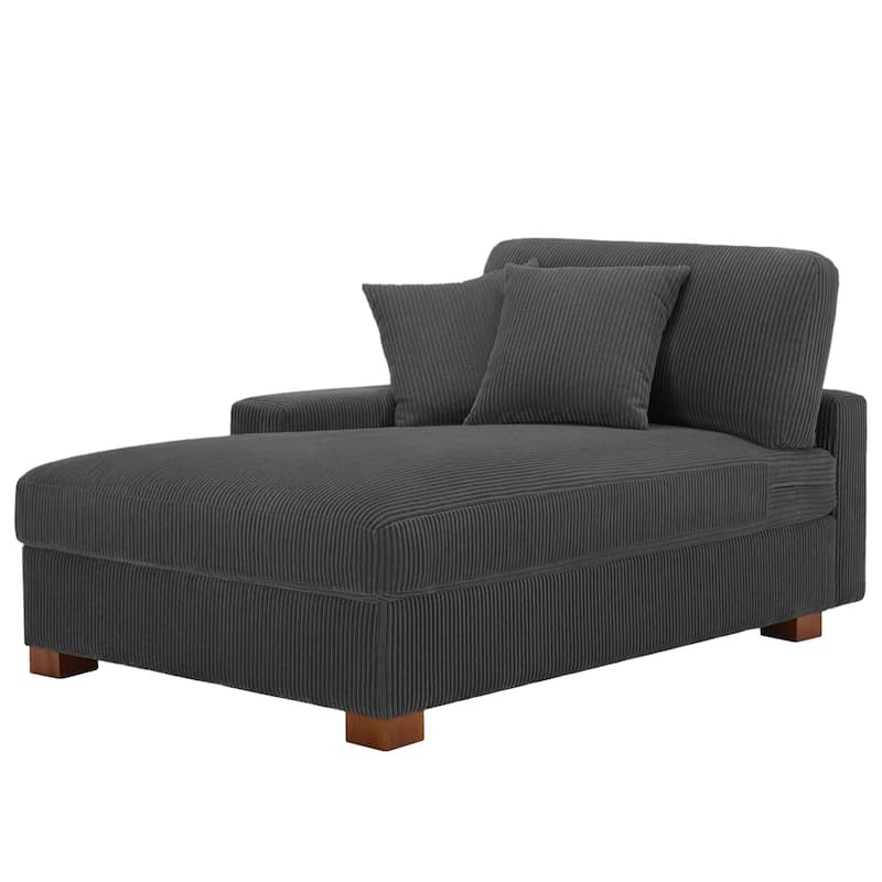 Modern L-Shaped Corduroy Modular Sectional Couch Sofa with Pillows