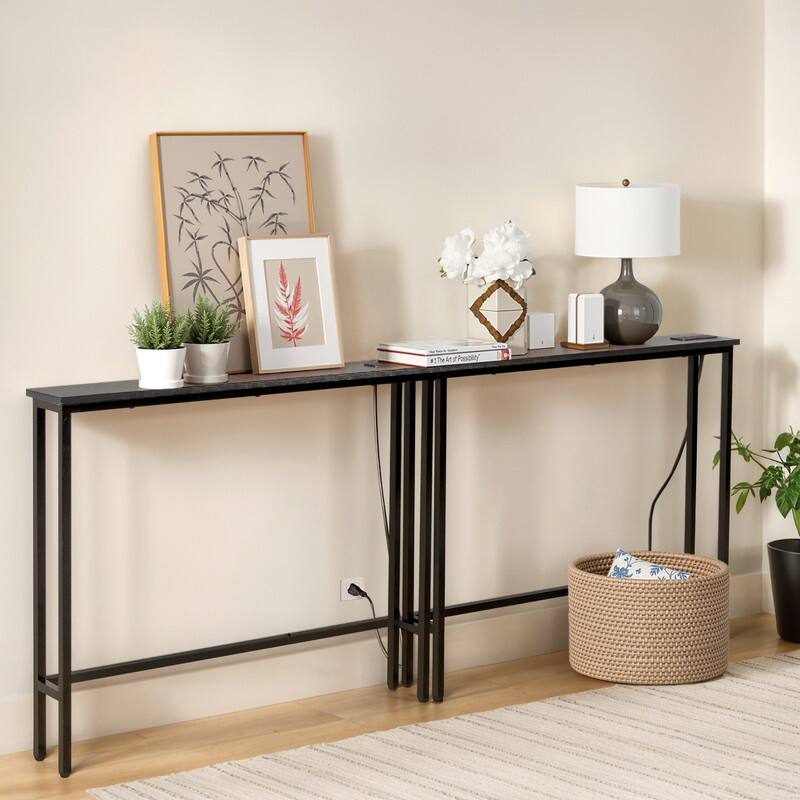 2-piece Set Triamine + Iron 200 * 15 * 79cm with Power Strip Foyer Table