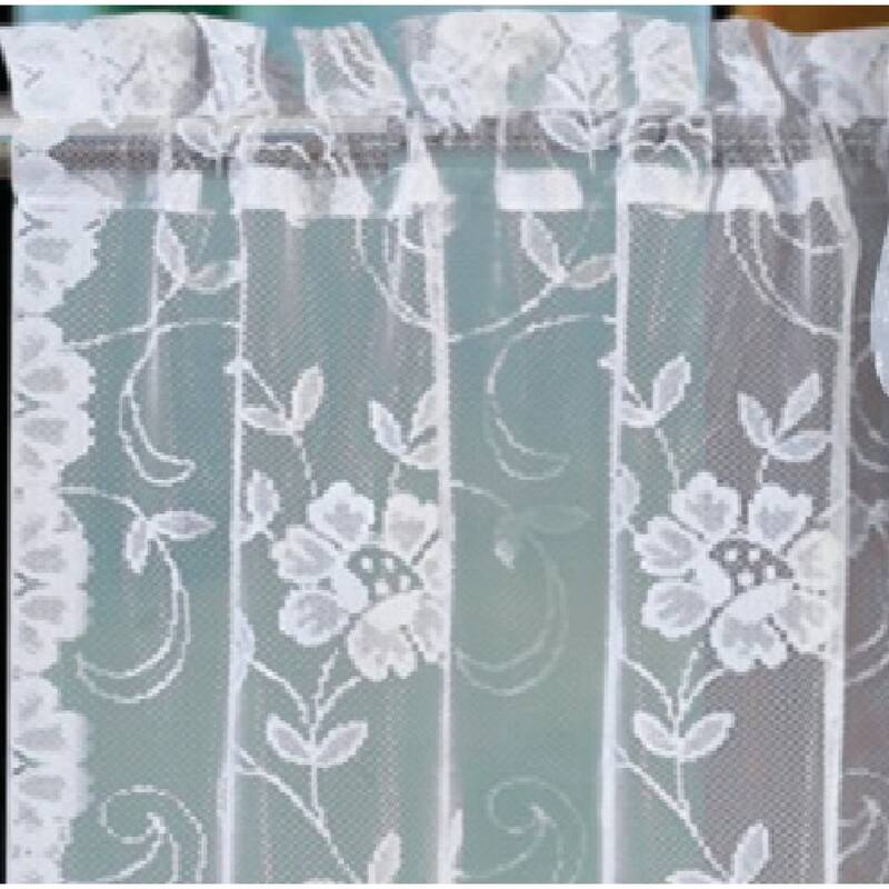 Floral Lace Kitchen Curtain, Cafe Tier, Valance or Swag Curtain