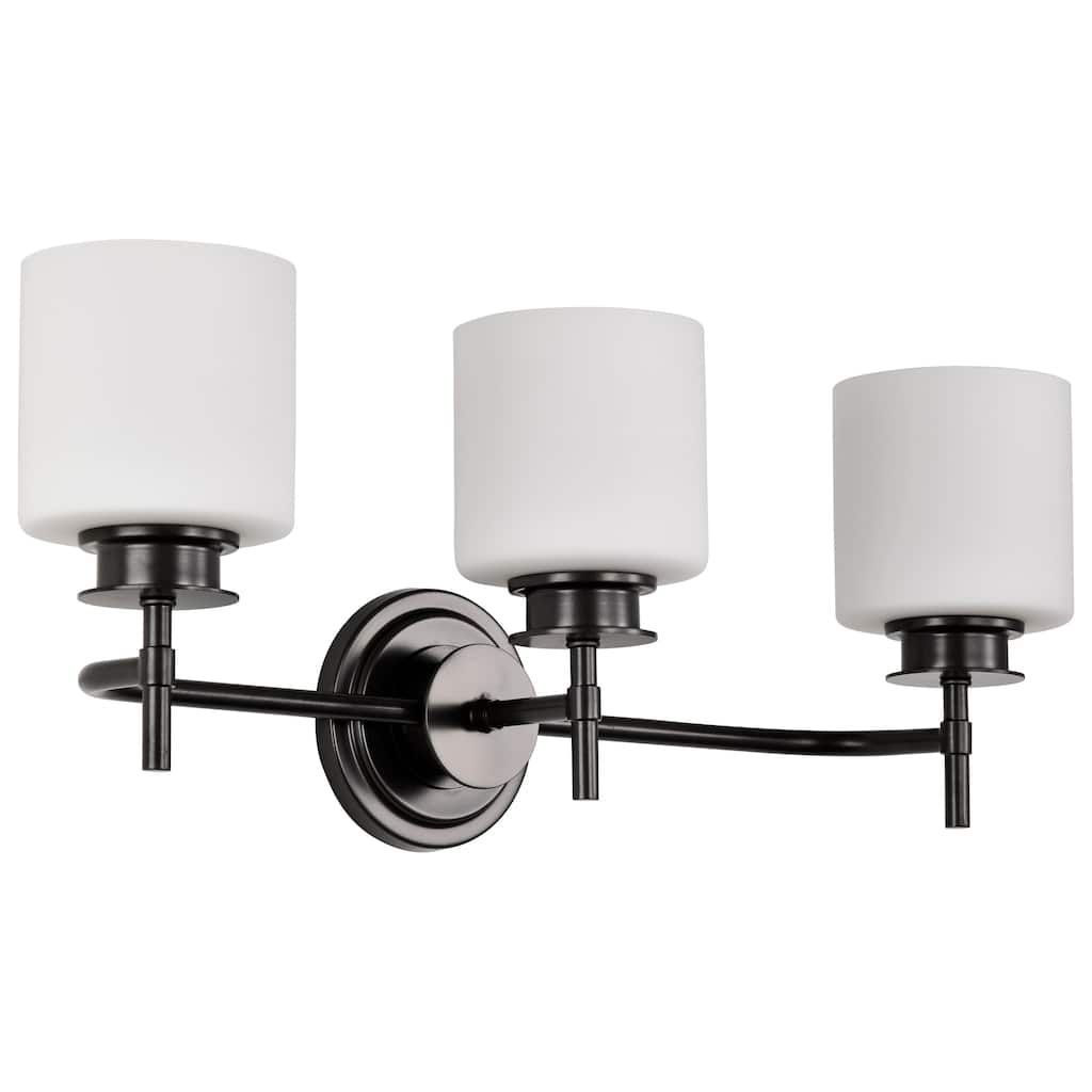 Warren 3 Light Vanity Gun Metal with Satin White Glass - Gun Metal