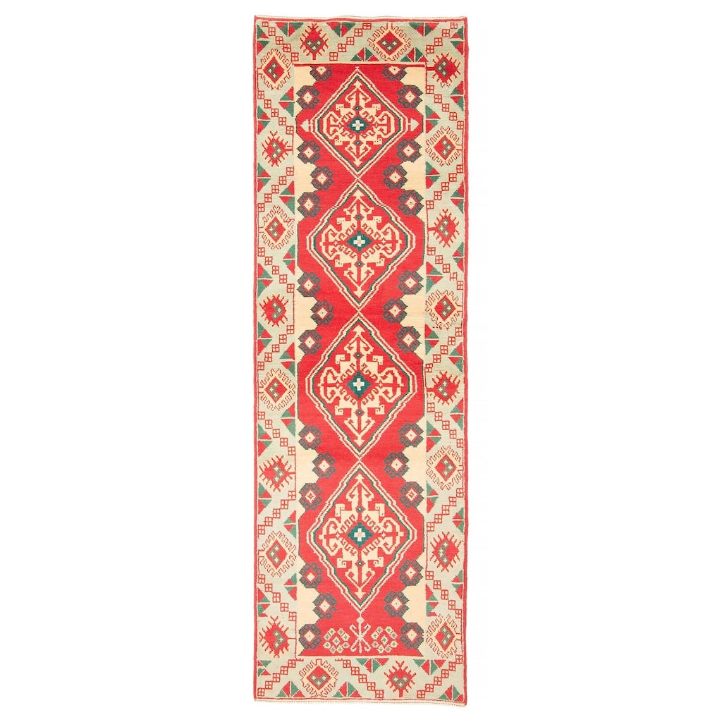 ECARPETGALLERY Hand-knotted Baluch Red Wool Rug - 2'8 x 9'9