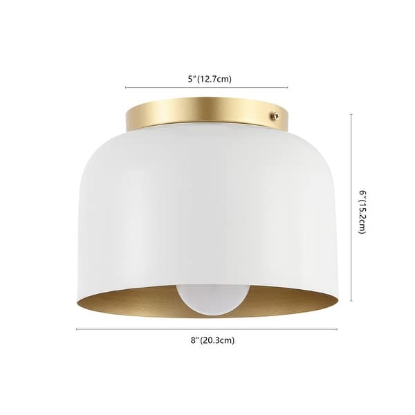 dimension image slide 0 of 2, SAFAVIEH Lighting Peale 8-Inch Metal Flush Mount Ceiling Light - 8" W x 8" D x 6" H