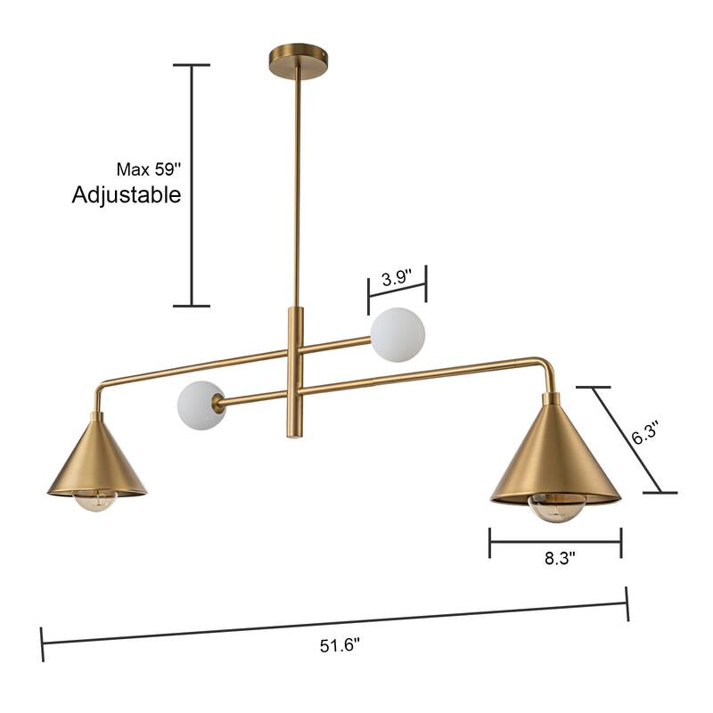 Modern 4-Light Chandelier Linear Kitchen Island Lights