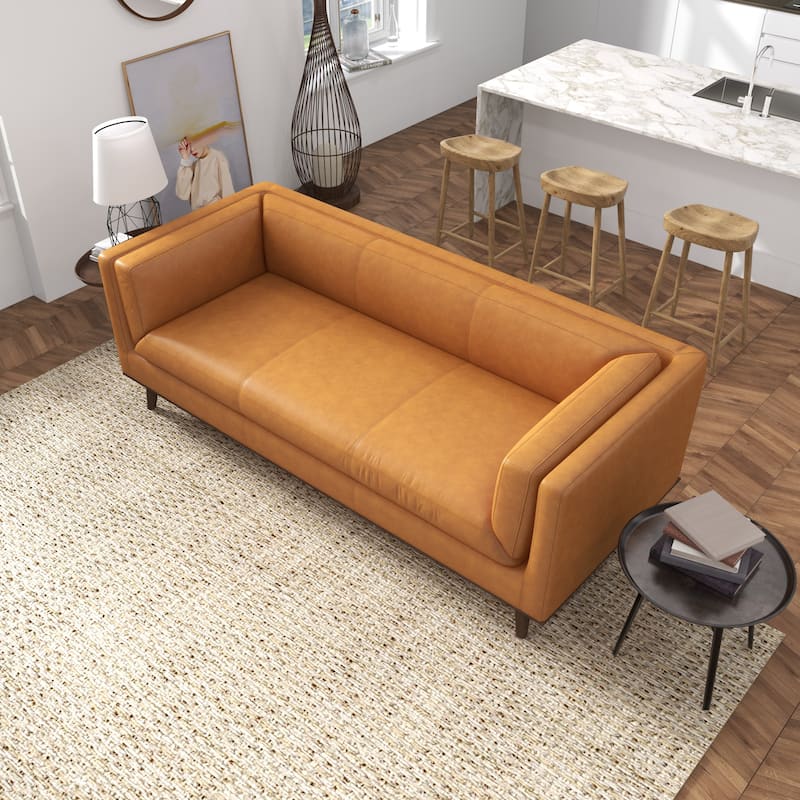Brazil Mid Century Modern Top Genuine Leather Sofa