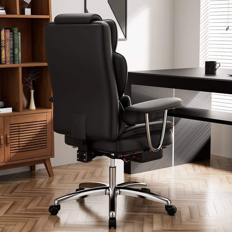 Large Home High Leg Executive Office Chair Ergonomic Recliner Leather Computer Chair with Footrest, for Home Office