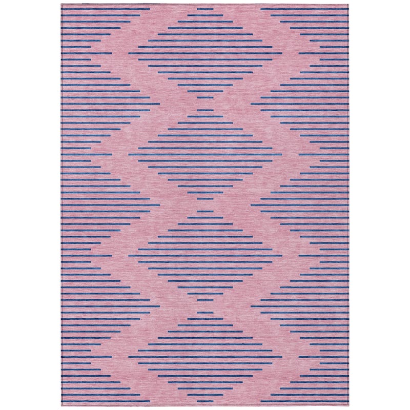 Machine Washable Indoor/ Outdoor Contemporary Geo Chantille Rug