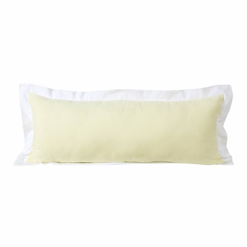 HomeRoots 14" X 36" Light Yellow And White 100% Cotton Geometric Zippered Pillow