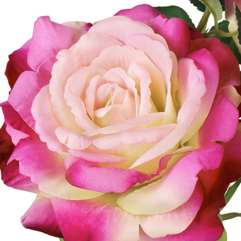Set of 2 Blush Fuchsia Artificial Velvet Elegant Rose Flower Stem Spray 32in - 32" L x 7" W x 7" DP