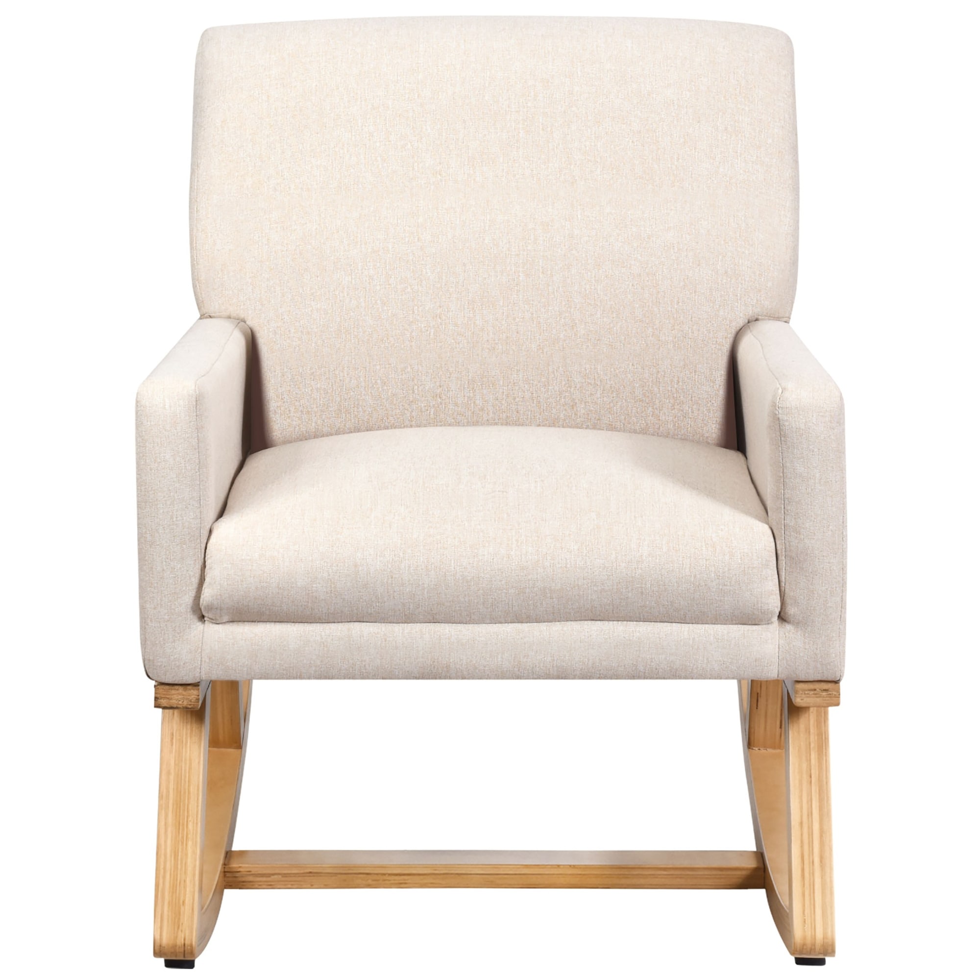 Costway Mid Century Rocking Chair Upholstered Armchair w Lumbar Bed Bath Beyond 30899389