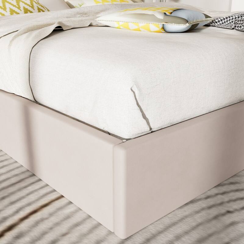 Plywood Frame Upholstered Platform Bed with Lift-up Storage