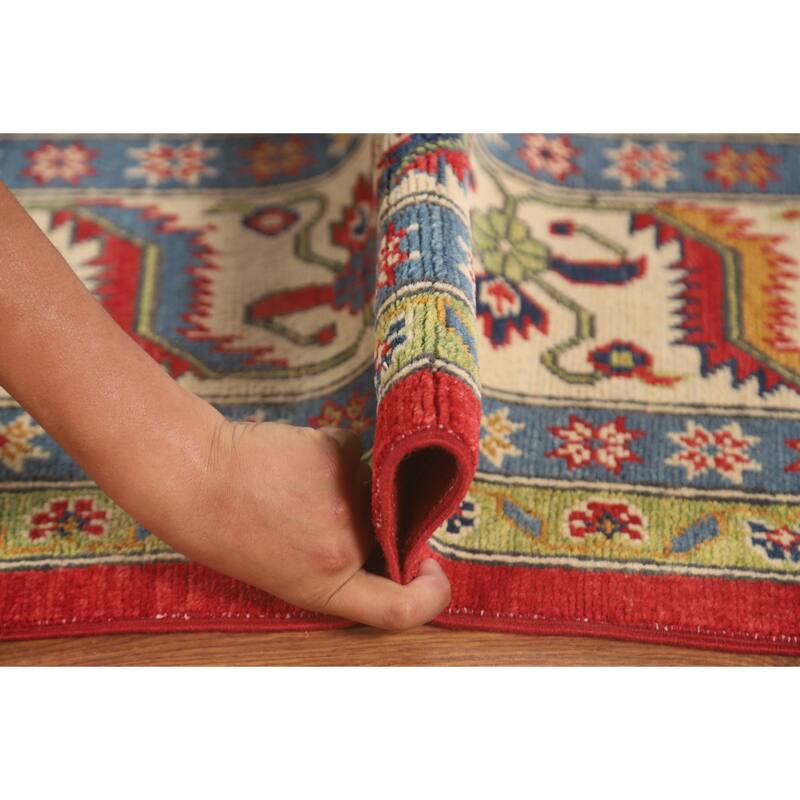 Geometric Kazak Area Rug Wool Carpet - 8'0" x 10'4"