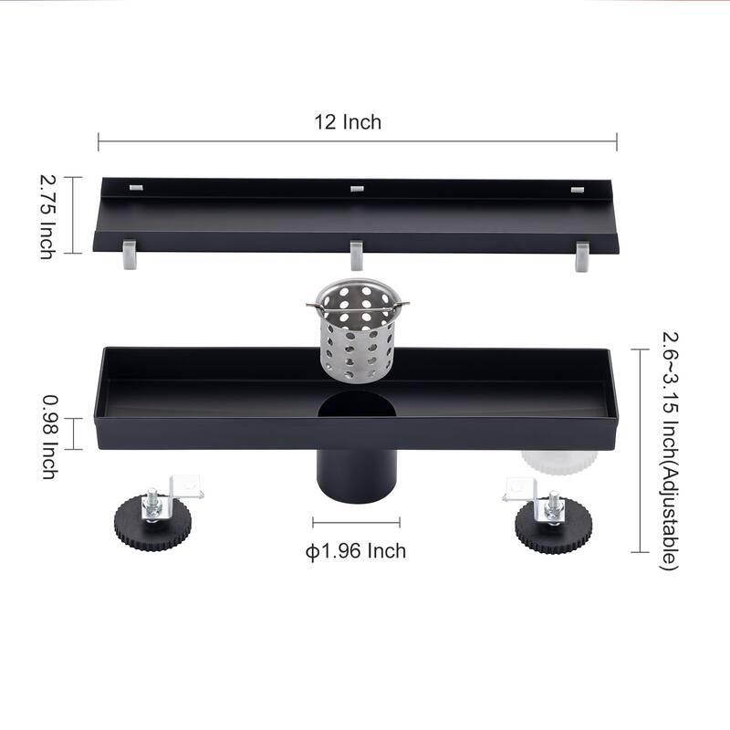12'' W Linear Grid Shower Drain