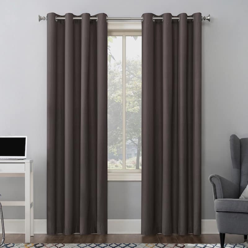 Sun Zero Duran Thermal Insulated Total Blackout Grommet 1-Piece Curtain Panel, Single Panel - 50x108 - Fig Purple