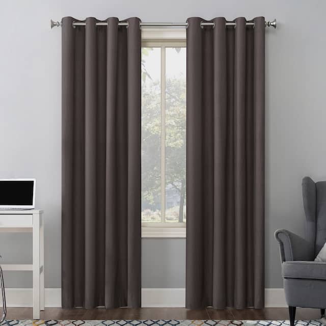 Sun Zero Duran Thermal Insulated Total Blackout Grommet Curtain Panel, Single Panel - Fig Purple - 50x63