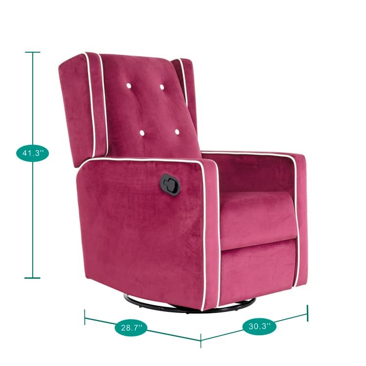 Octavia Solid Wood Microfiber Swivel Glider Rocker Recliner Chair, For Living Room, Bed Room