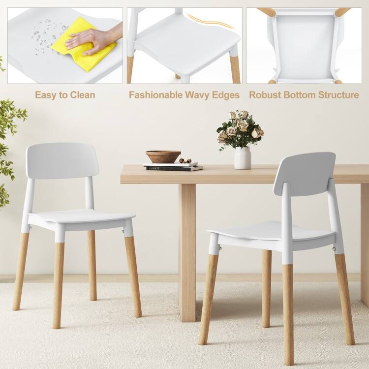 Set of 4 Sleek and Comfortable Dining Chairs with Ergonomic Design and Solid Beech Wood Legs - 19.5"L x 17"W x 30"H