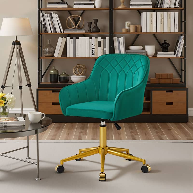 Javlergo 360° Swivel Rolling Chair Adjustable Height Modern Accent Chair with Silent Wheels for Living Room Office Guest Seating