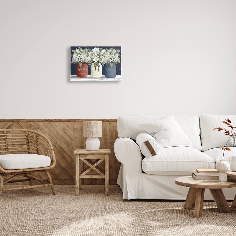 Stupell Americana Floral Bouquets Rustic Flowers Wall Art - Blue