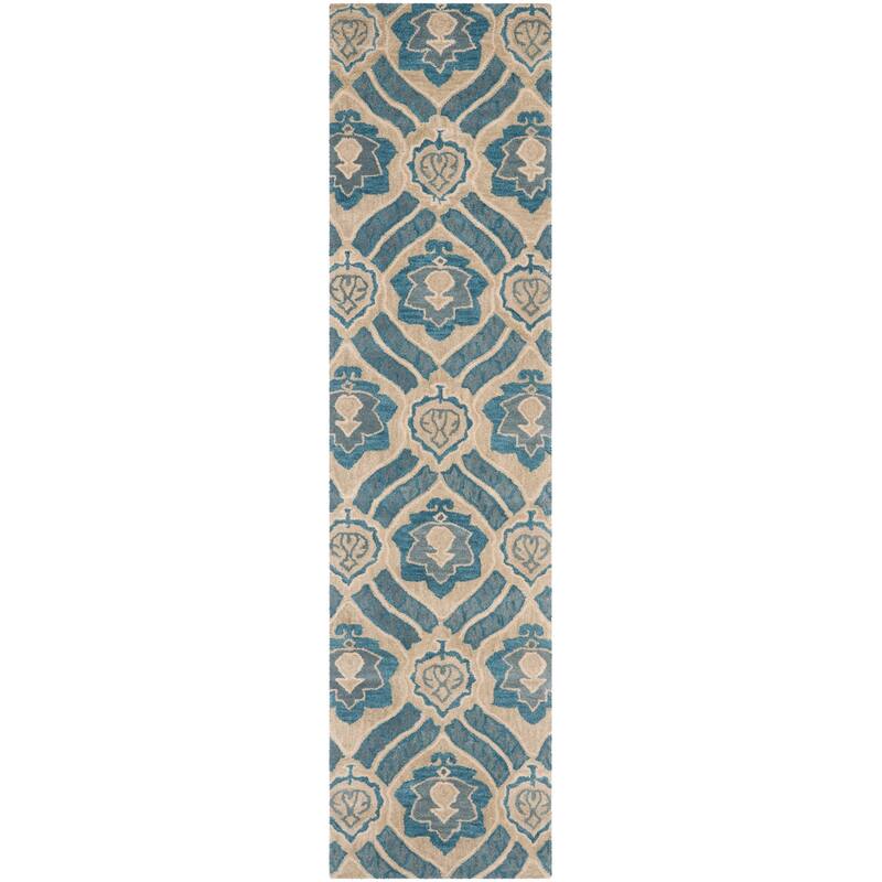 SAFAVIEH Handmade Wyndham Marnie Modern Wool Rug - 2'3" x 11' Runner - Blue/Grey