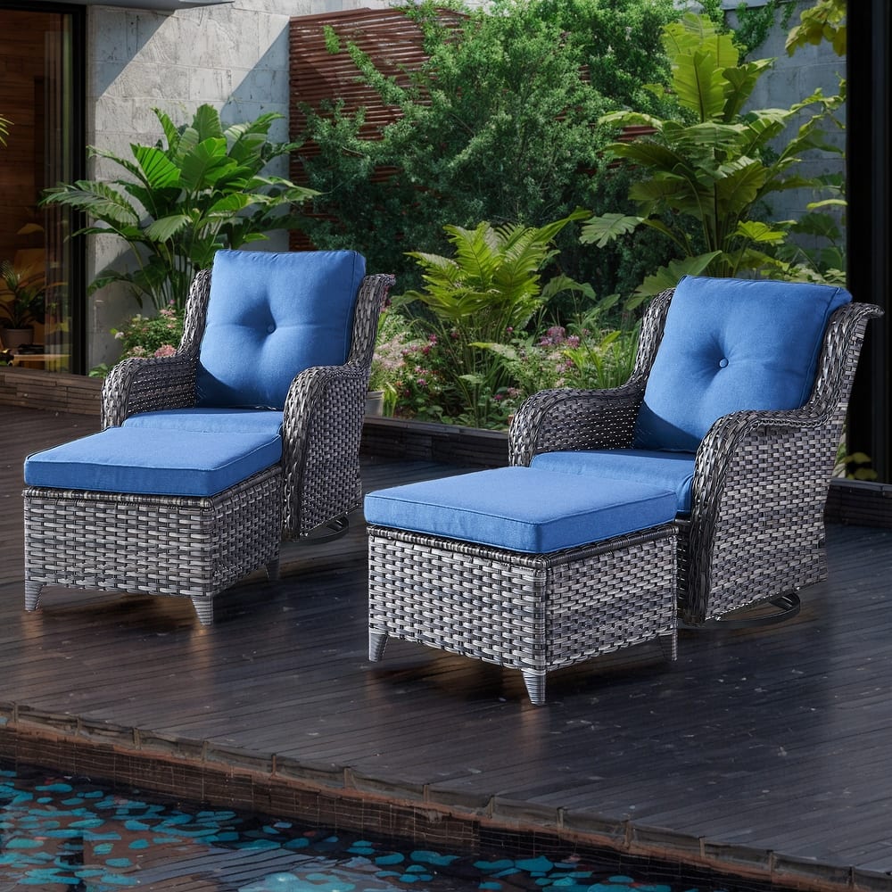 Gymojoy 4 Pieces Outdoor Wicker Swivel Glider Chairs