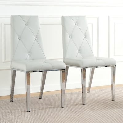 Modern Ergonomic PU 2 Piece Kitchen Dining Chair with Cushions, Soft High Back for Dining Room Kitchen Living Room Bedroom