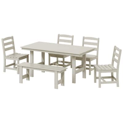 Polytrends Shoreside 6-Piece Side Chair Dining Set With Bench