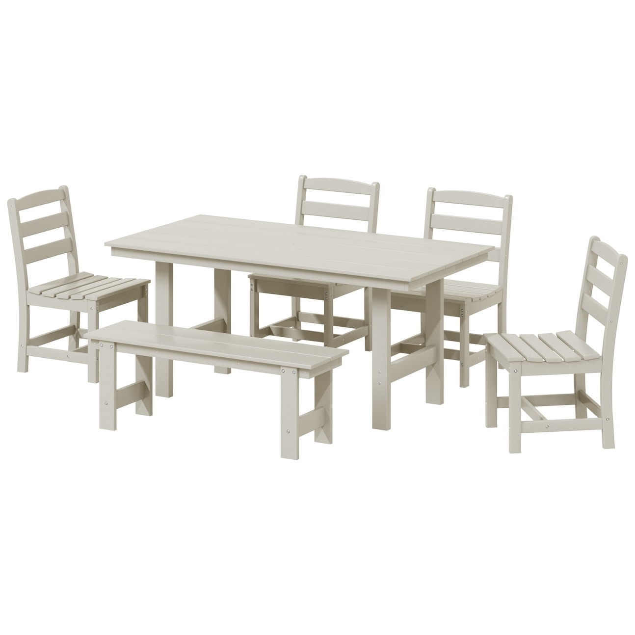 Shoreside 6-Piece Side Chair Dining Set With Bench