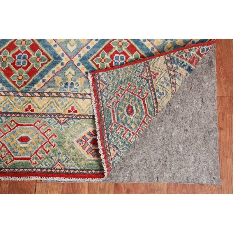 Hand Knotted Oriental 100% Wool Carpet Traditional Geometric Multi-Colored Kazak Area Rug - 11' 3'' X 9' 1''
