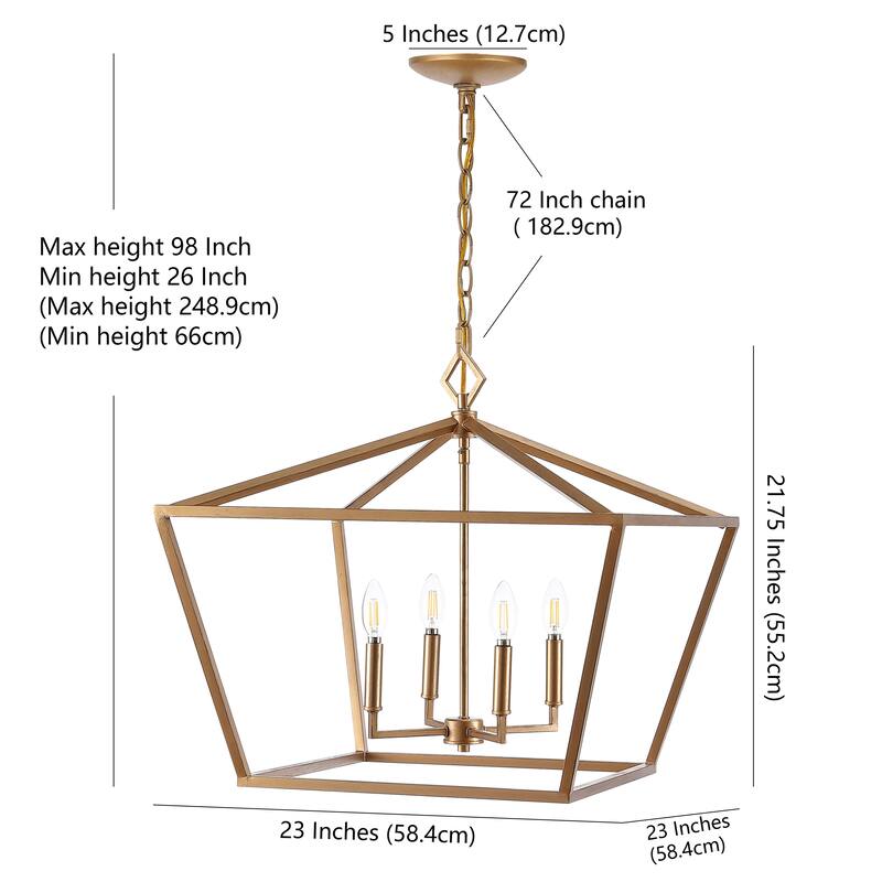 Floyd 4-Light Adjustable Iron Rustic Glam LED Pendant, by JONATHAN Y