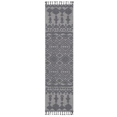 LOOM & LUXE Collection 2X8 Grey/Blue/Traditional Non-Shedding Area Rug - 96" D x 26" W x 0.28" H