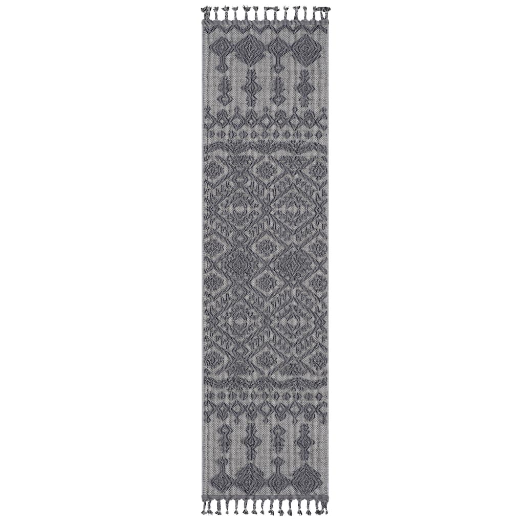 LOOM & LUXE Collection 2X8 Grey/Blue/Traditional Non-Shedding Area Rug - 96" D x 26" W x 0.28" H