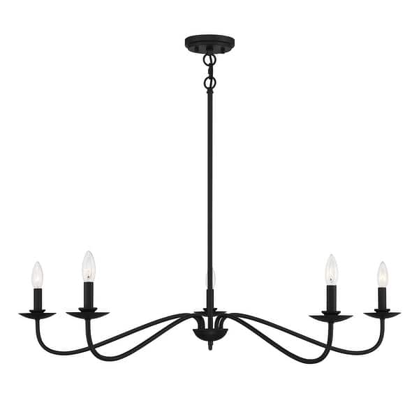 slide 2 of 7, Meridian M10085 5 Light 7" Tall Taper Candle Style Chandelier Matte Black