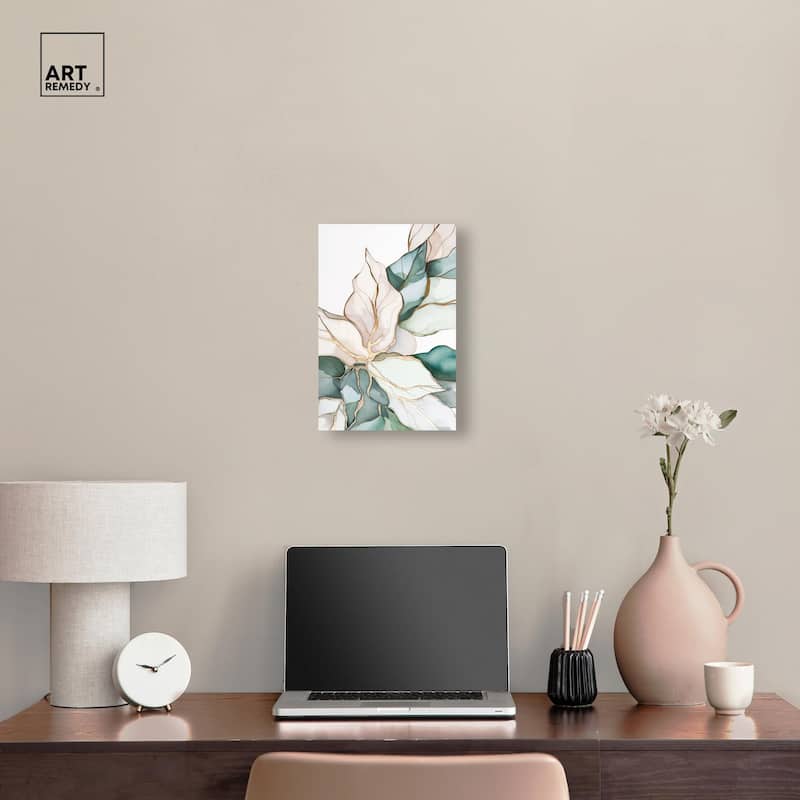 Pastel Leaves with Gold II Canvas by Art Remedy, Gallery Wrapped