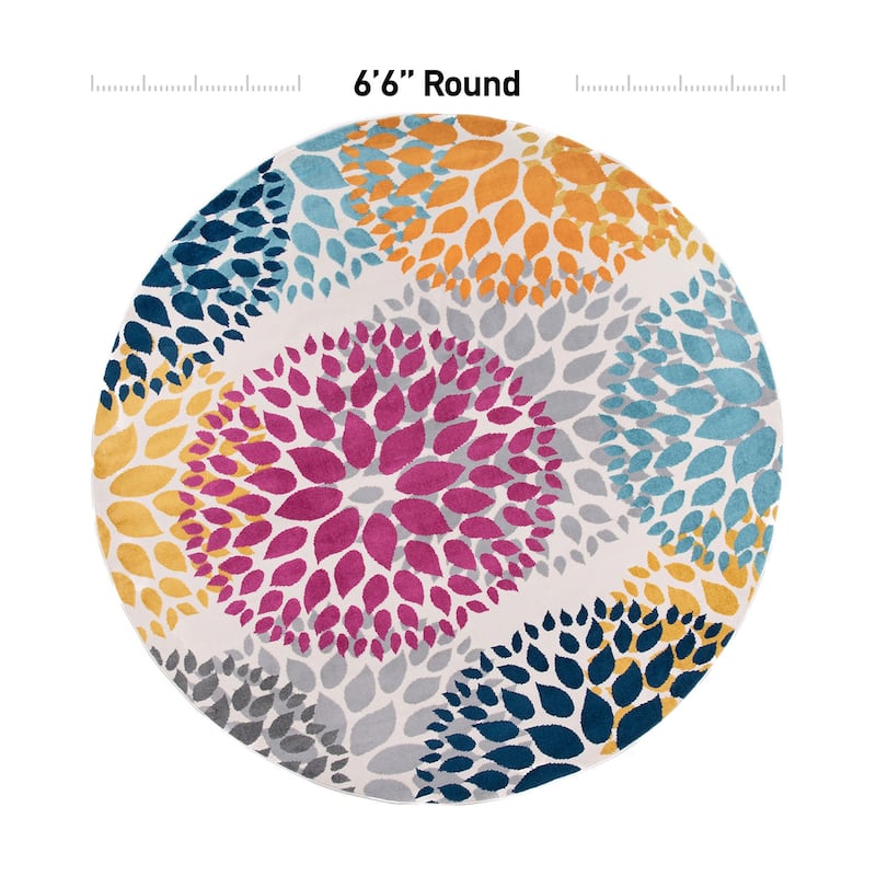 World Rug Gallery Modern Floral Circles Area Rug