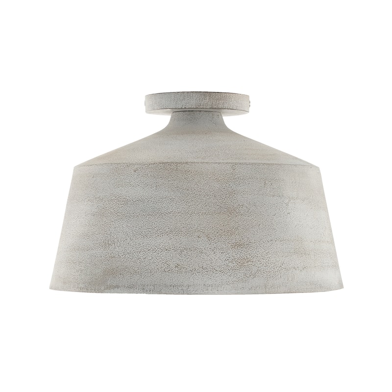14"W x 9"H 1-Light Tapered Metal Semi Flush Light - 14"W x 9"H - Stucco