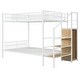 preview thumbnail 5 of 16, Twin over Full Metal Bunk Bed with Wire Shelving & Lateral Storage Ladder and Wardrobe, White